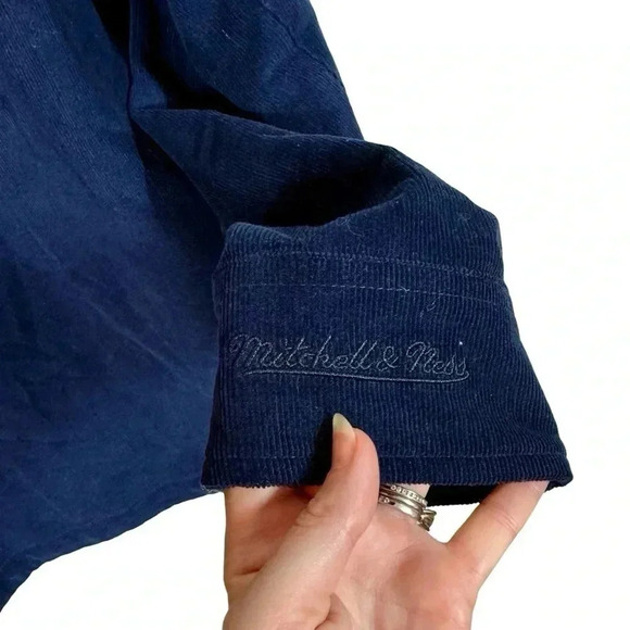 Mitchell & Ness Legendary Essentials Coaches Jacket in Navy Corduroy Cord - Picture 11 of 16